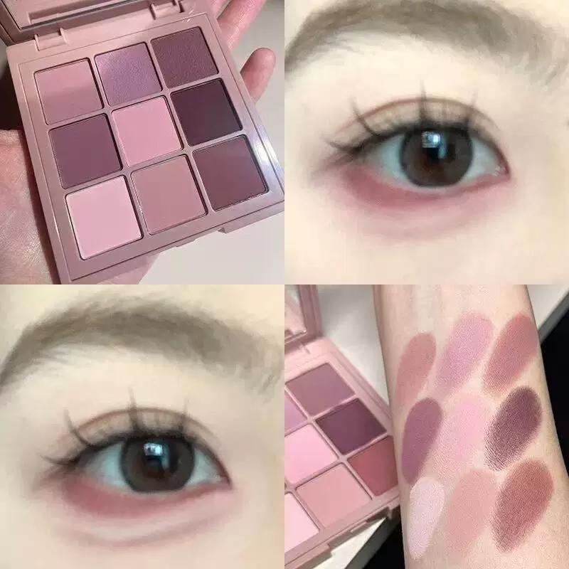 Red-Brown Eyeshadow Palette, Sweat-Proof, Easy To Apply, Earth Tones, Gray, Pink, Purple, All Matte, Low Saturation, Daily Light Makeup for Students