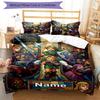 Set cuvertură de pilota 3 buc (1 * Husă de pilota + 2 * Față de pernă, Fără Miez), Set de așternut personalizat cu nume și model The Legend of Zelda, Cadou pentru Decorarea Dormitorului de Acasă