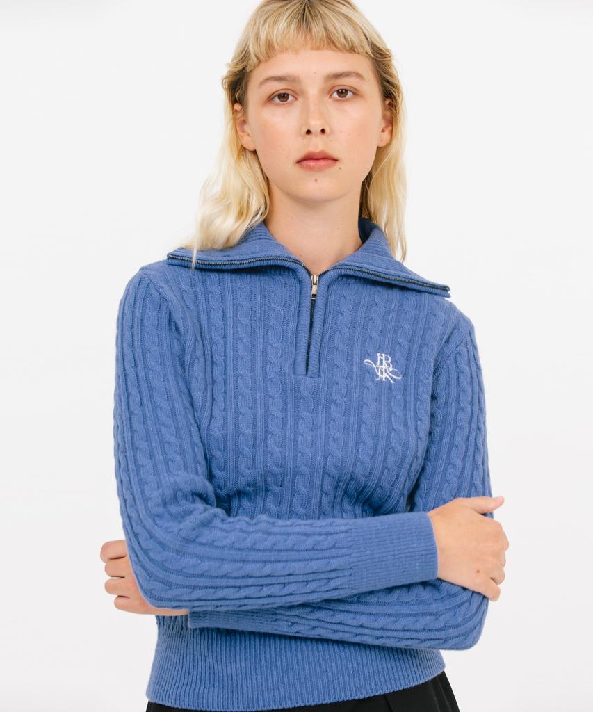 JUN BY JUN K Jk Half Zip Cable Knit_Blue