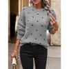 Women's Crew Neck Long Sleeve Polka Dot Jacquard Knit Pullover Sweater Casual Autumn Top