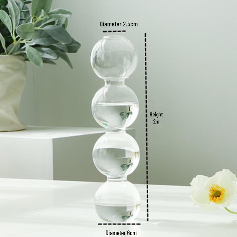 Spherical Spanish Bubble Glass Flower Vase - Transparent, Simple, Decorative Ornament for Home
