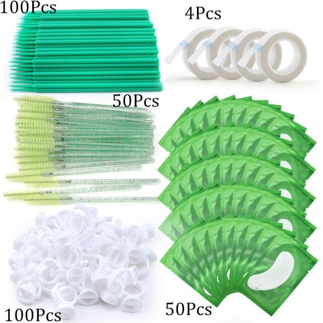 Eyelash Extension Supplies Kit Mascara Applicator Lashes Brush Crystal Cotton Swabs Glue Ring Tape Eye Pad Eyelashes Makeup Tool