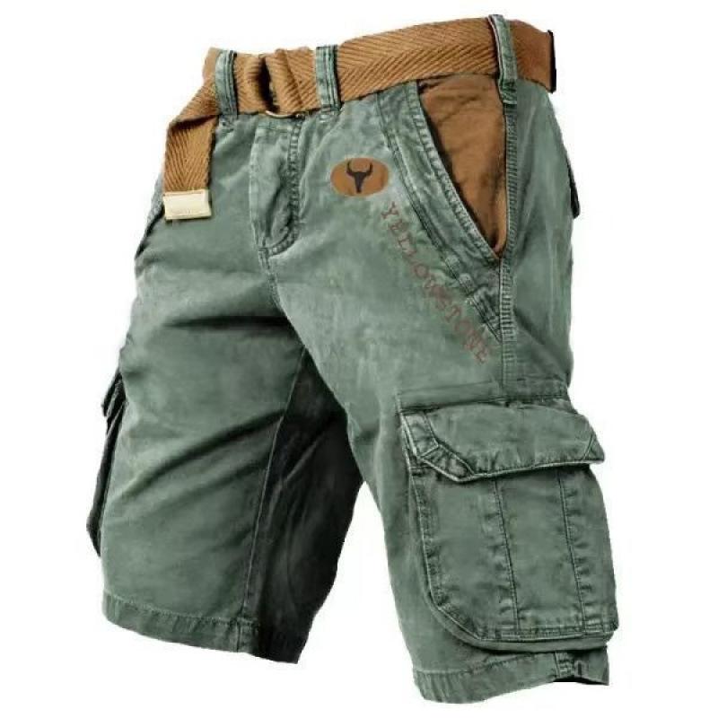 MY OWN STYLE Heren Cargo Shorts Print Meerdere Zakken Knielengte Casual Outdoor Tactische Wandelshorts 3XL