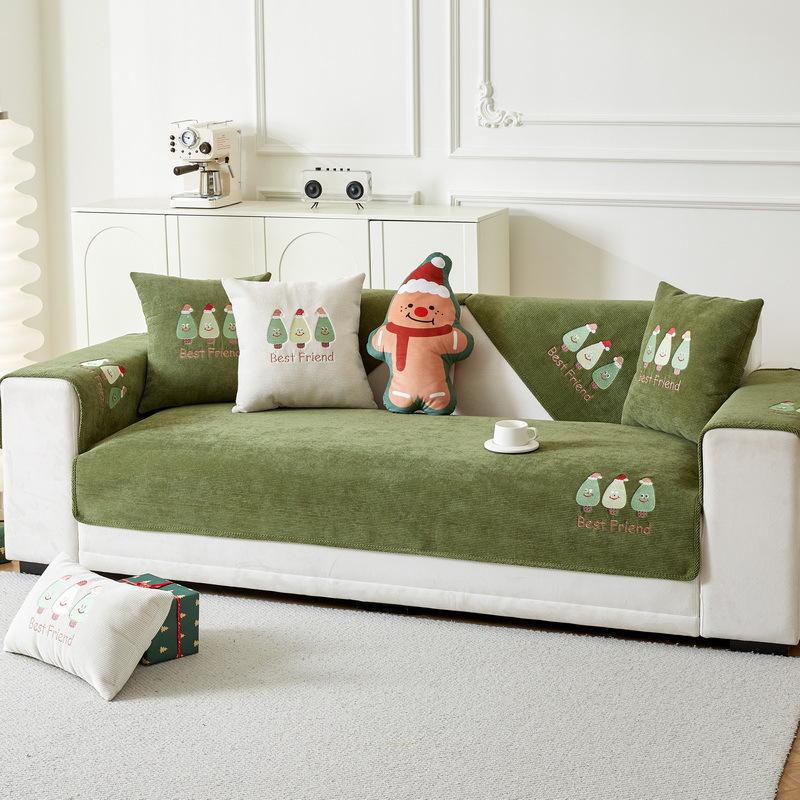 Christmas Tree Corduroy Sofa Cushion  New Four-Season Universal Seat Cushion Anti-Cat Scratch Sofa Cover Cover Cloth Towel