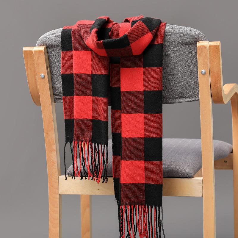 Autumn And Winter Men'S Plaid Scarf British Plaid Imitation Cashmere Tassel Couple Parent-Child Men'S Scarf