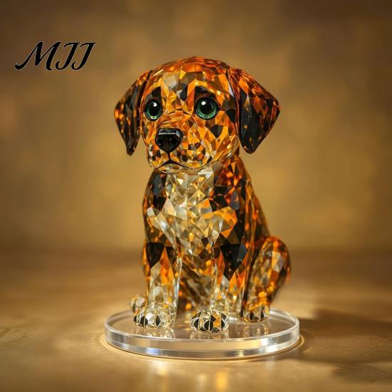 Modern Retro Interior Styling Geometric Faux Crystal Animal Sculpture, Sparkling Acrylic Cat/Owl/Eagle/Dog Statue, Exquisite Sculpture Gifts