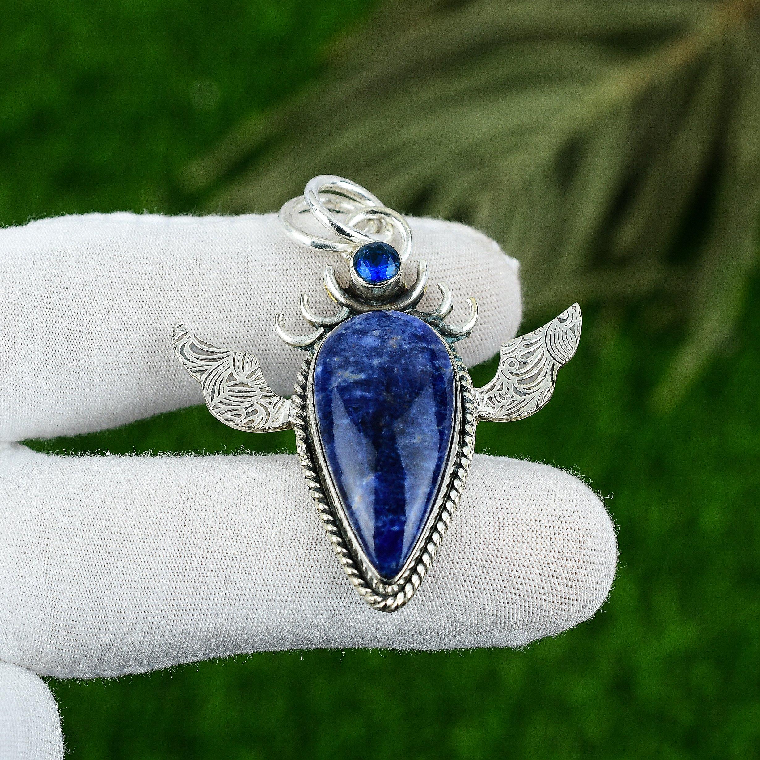 Скидка ко Дню дочерей Кулон с содалитом и топазом Стерлинговое серебро