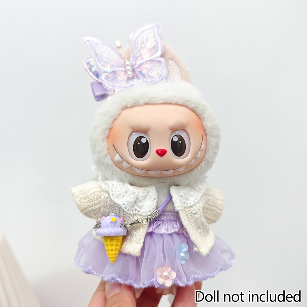 

Для 17см/38см Куклы Лабубу Одежда Модное Фиолетовое Платье Одежда для Куклы Сочетание Цветов Платье Шляпа Аксессуары Милое Украшение Маленькая Одежда 03#