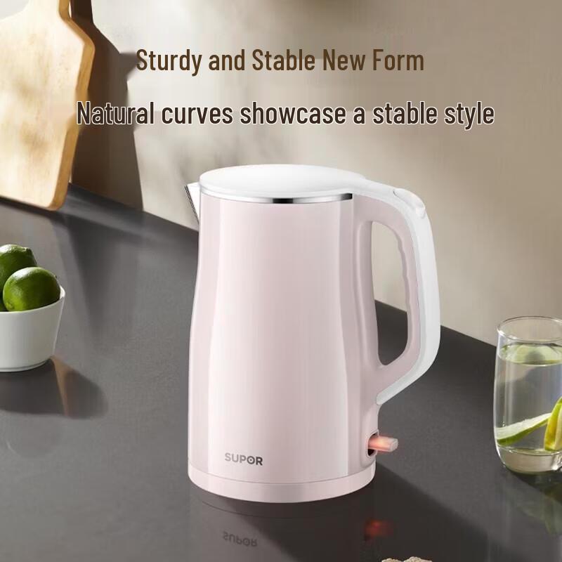 SUPOR 1.5L Double-Layer 304 Stainless Steel Electric Kettle