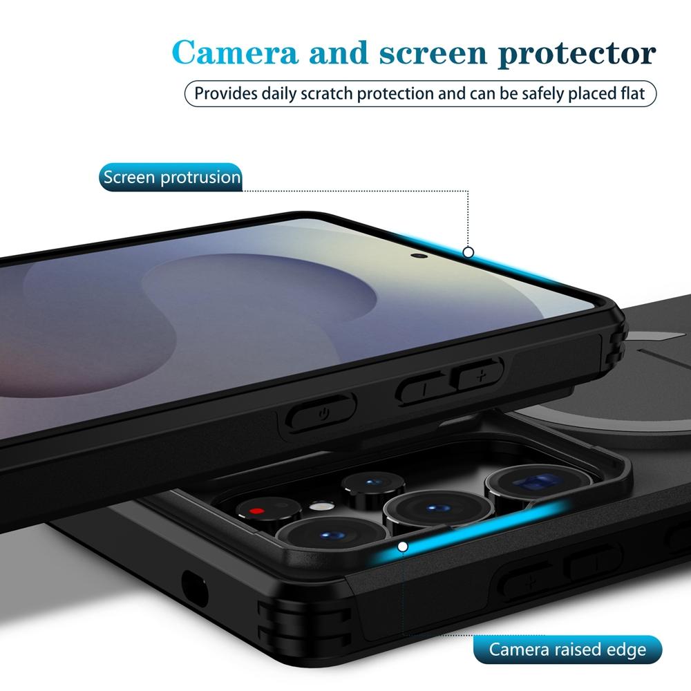 Armor Slide Camera Lens Case For Samsung Galaxy S26 S25 S24 S23 S22 Ultra Plus Magnetic Car Mount Foldable Kickstand Cover