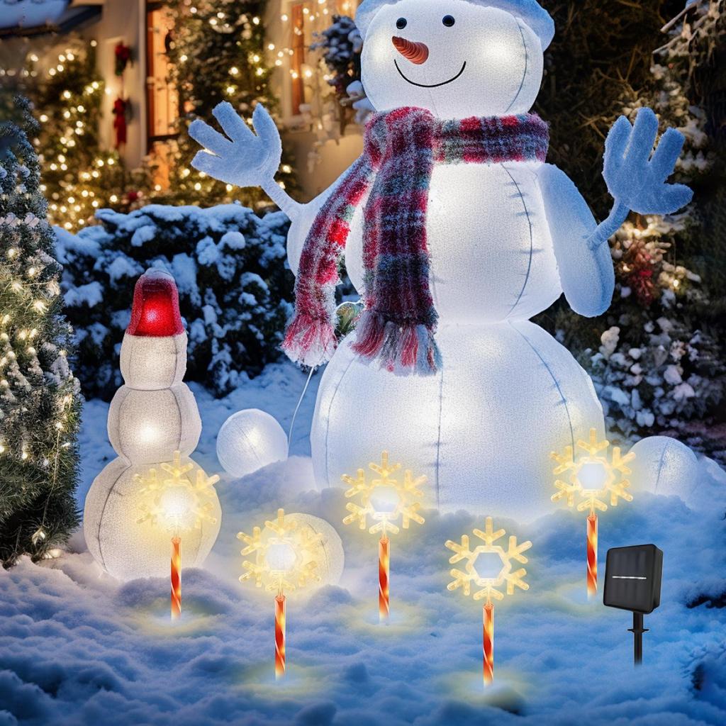 Solar Pathway Lights 5Pcs/set Ground-mounted Christmas Solar Snowflake Lights LED Stake Lamp For Walkway Garden Festival