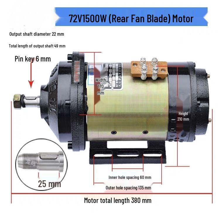 High-Power Pure Copper Brushed Motor for 24V-72V Electric Tricycles