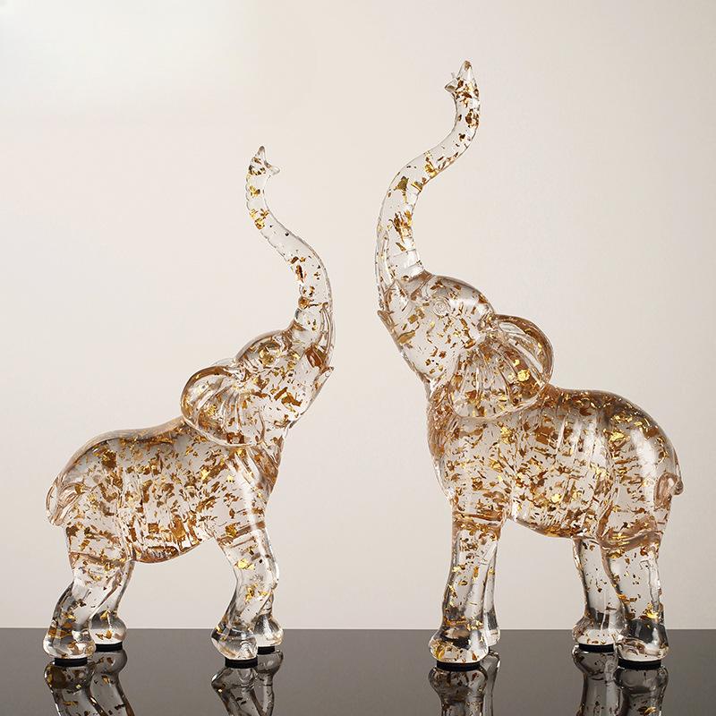 Modern Premium Nice Transparent Gold Foil Elk Ornaments High-end Living Room TV Cabinet Wine Cabinet Entrance Home Use Decoration Ornaments