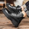 Fashion 2024 New Mens Sneakers Leather High Top Shoes Men Thick Bottom Male Motorcycle Boots All-match Male Comfortable Outdoor Boots