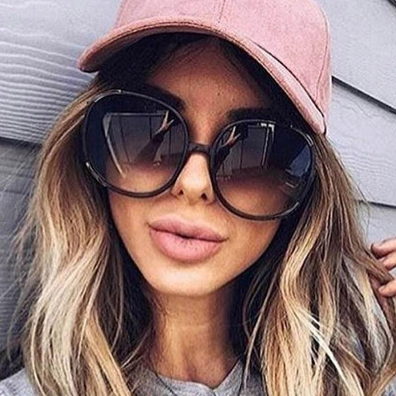 Classic Big Frame Luxury Women Sunglasses Brand Designer Fashion Plastic Vintage Round Gradient Sun glasses Uv400 Eyewear