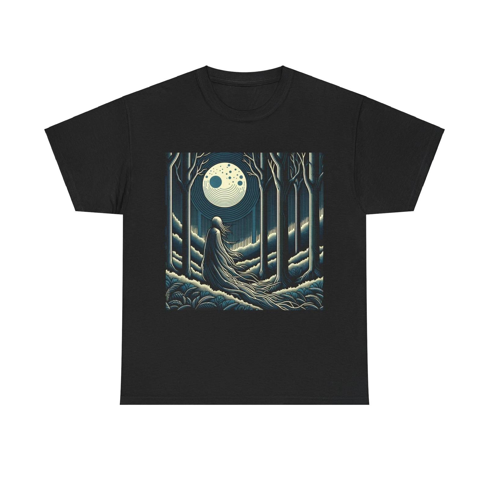 Unisex Adult T Shirt Moonlit Spirit Forest Scene Gothic Spooky Halloween Ghost S