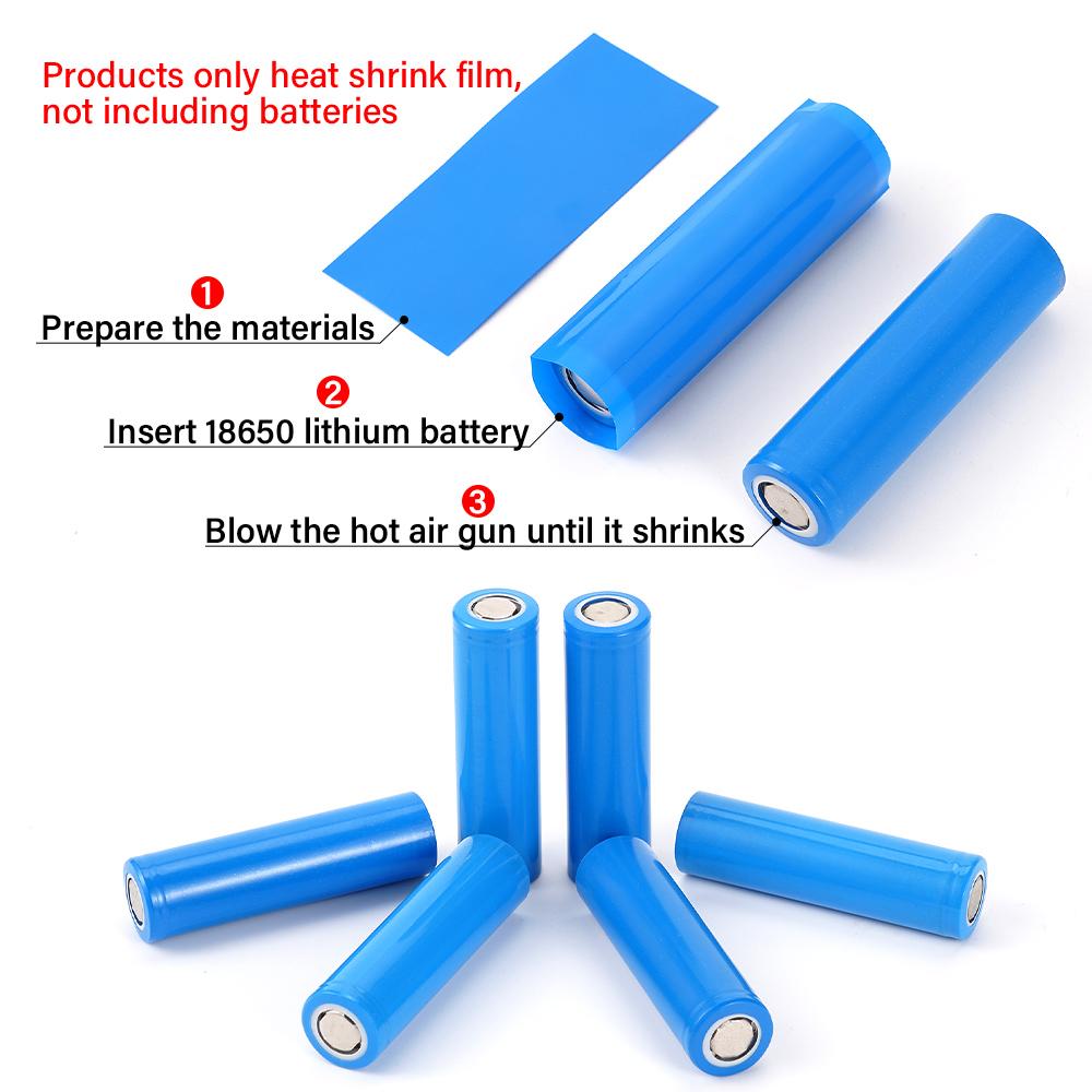 50Pcs Flat PVC Heat Shrink Tubing Battery Wrap For 18650 Lithium Battery Heat Shrink Tube Assorted Kit Self-Adhesive Insulator