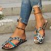 Women's Slippers Summer Fashion Leather Waterproof Open Toe Beach Sandals Casual Versatile Color Matching Women's Flat Slippers
