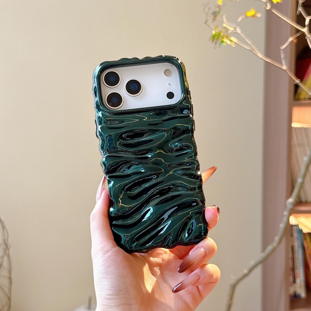 Overseas electroplating three-dimensional wrinkles are suitable for iPhone17Pro max Apple 16 mobile phone case 15/14 advanced sense