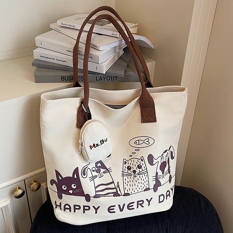 

Autumn Winter Lightweight Canvas Tote Bag - Versatile Large Capacity Shoulder Bag for Women and College Students 39cm*33cm*16cm