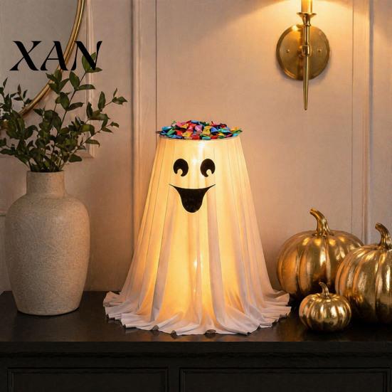 Creative Holiday Table Centerpiece Halloween Ghost Candy Bowl Stand with Remote Control, Large LED Lighted Event Tableware Cute Holder for Front Door