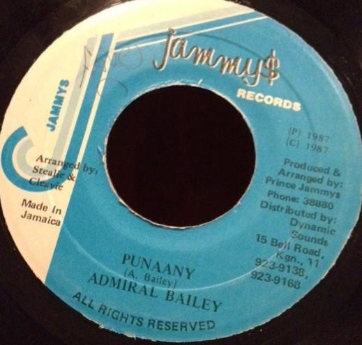 

7inch Record ADMIRAL BAILEY Punaany NONE Jammys Records 1987 Jamaica Reggae Ska Dub Used