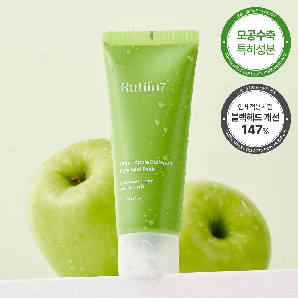 

Rutiin7 Green Apple Collagen Pore Mud Pack Green Apple Wash-Off Pack 100g