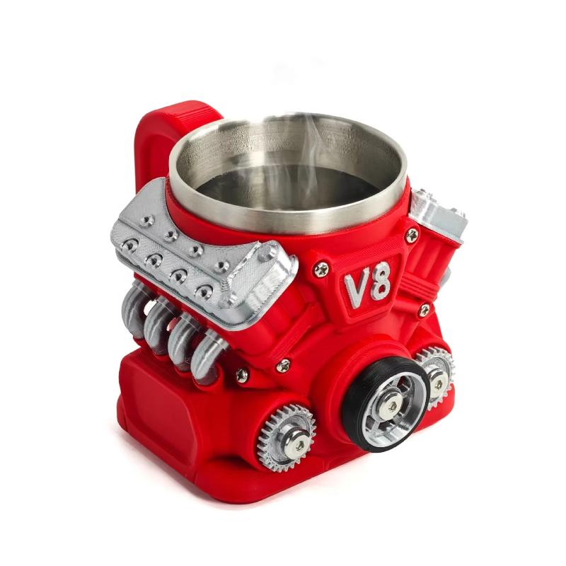 

Vintage V8 Engine Coffee Cup, Insulation Water Mug for Car Enthusiasts Gift Personalized Stainless Steel Wall Insulation Mugs