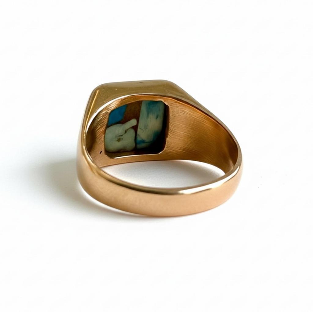 Ice Blue Dahlia Turquoise Ring, 925 Solid Sterling Silver, Turquoise Signet Ring, Pure Copper Ring