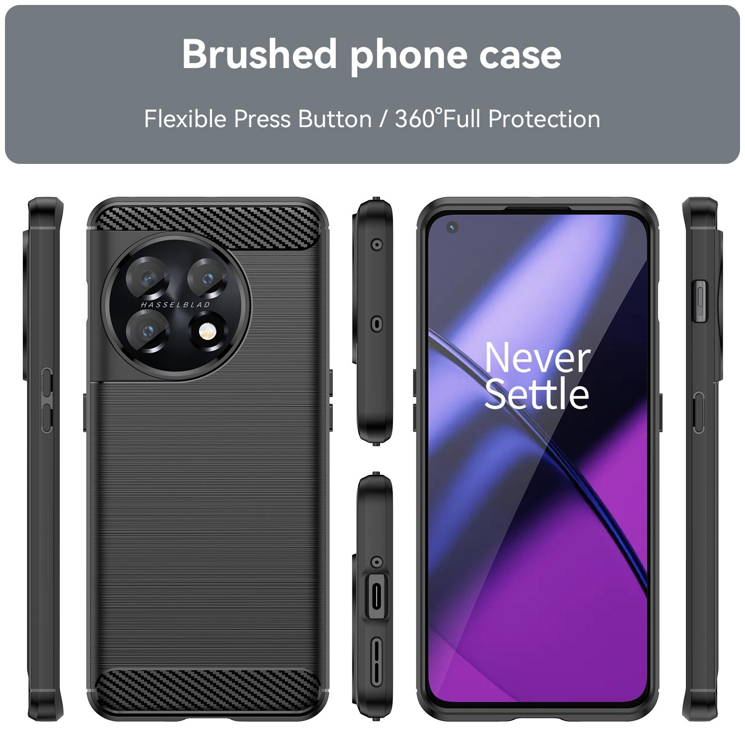 

For OnePlus 11 5G Anti-scratch TPU Cover Brushed Carbon Fiber Texture Phone Case Blue