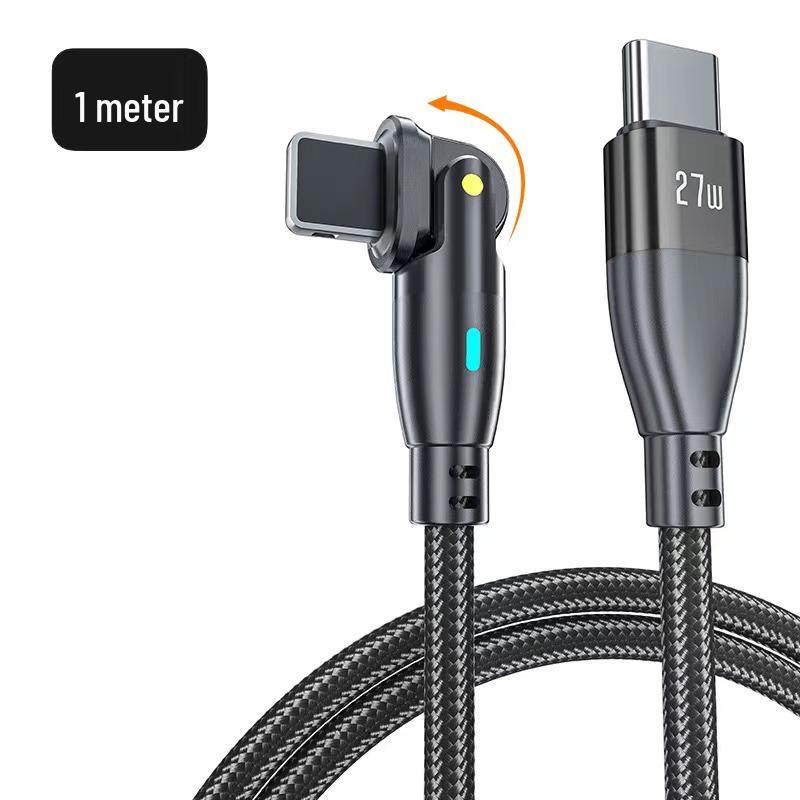 3A PD Fast Charge Luminous Cable with 180° Rotating Elbow for Mobile Gaming