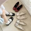 Spring Wine Red Women Mary Jane Shoes Shallow Ladies Casual Butterfly Knot Shoes Eelgant Dress Shoes