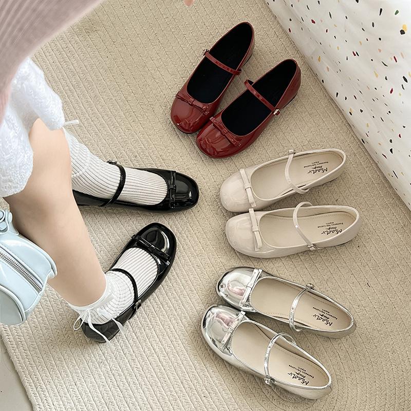 Spring Wine Red Women Mary Jane Shoes Shallow Ladies Casual Butterfly Knot Shoes Eelgant Dress Shoes
