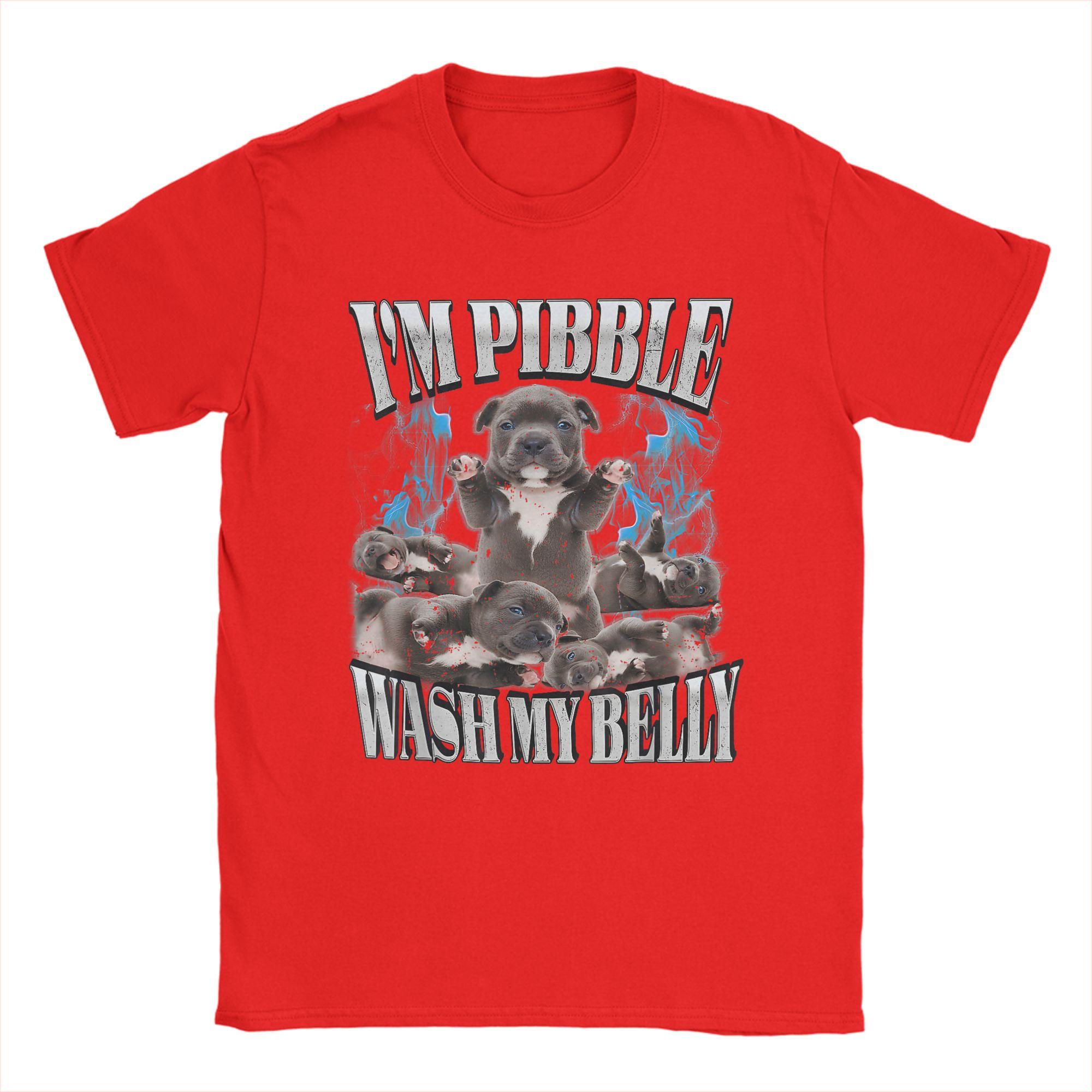 I Am Pibble Wash My Belly Pibble Meme T Shirt Men Cotton Funny T-Shirts Round Neck Funny Dog Brainrot Tees merchandise Gift Idea S