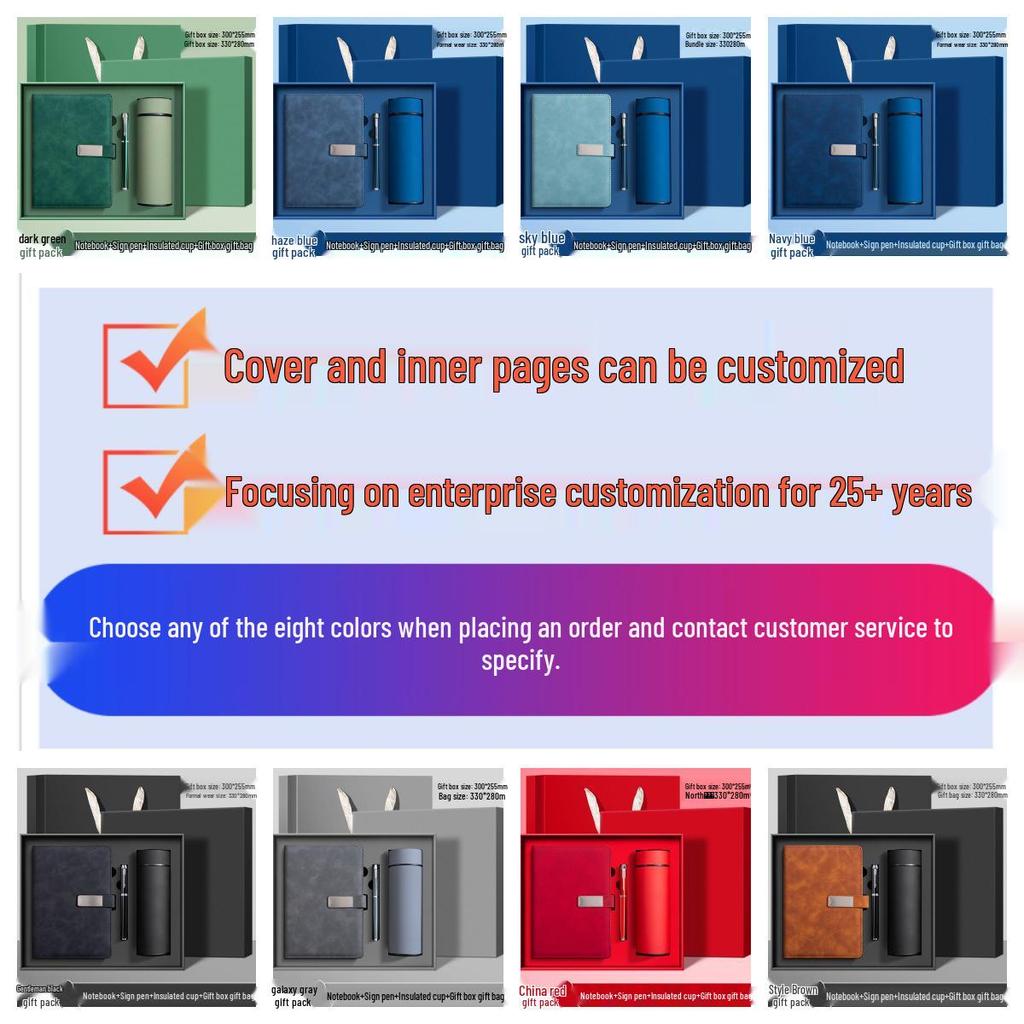 Custom Logo A5/B5 Leather Notebook Gift Set for Office Meetings