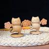 Buche Schnitzen Tanzende Katze Figuren Miniatur Niedlich Glückskatze Schreibtischschmuck Auto Mittelkonsole Dekoration Heim Geschenk für Freundin