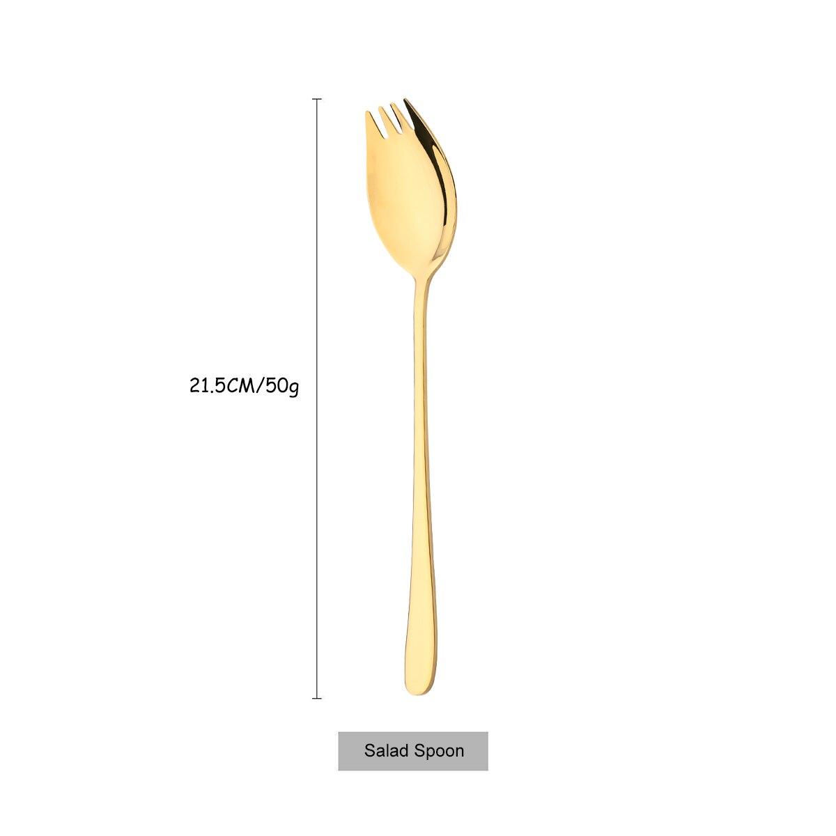 

Красочный набор столовых приборов из нержавеющей стали 304, столовая посуда, ложка для салата, сервировочная ложка, ложка двойного назначения, столовые приборы, кухонные аксессуары золотой