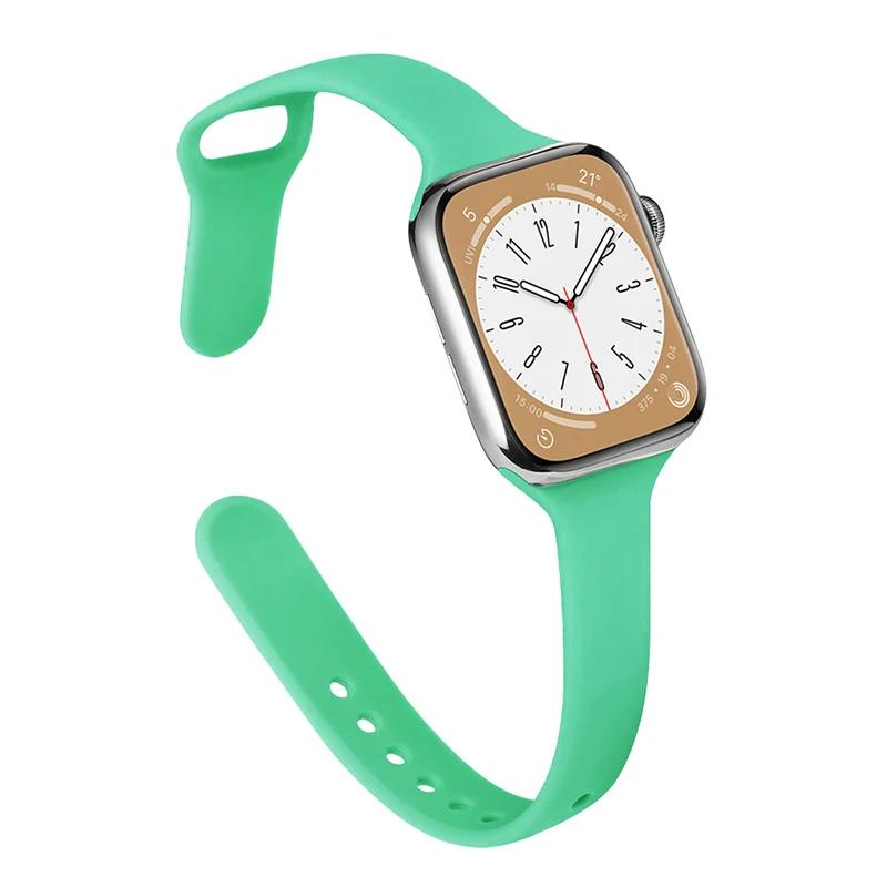 Slim Strap for Apple Watch Band 44mm 40mm 38mm 42mm Ultra 49mm Silicone Bracelet Correa iWatch Series 6 Se 5 4 3 7 8 45mm 41mm