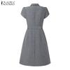 ZANZEA Women Classic Collar Summer Casual Short Sleeve Dress