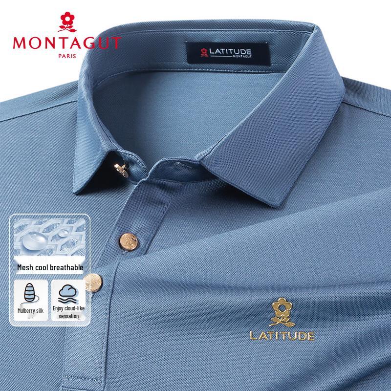 MONTAGUT Men s Silk-Blend Ice-Feel Breathable Polo Shirt L/50