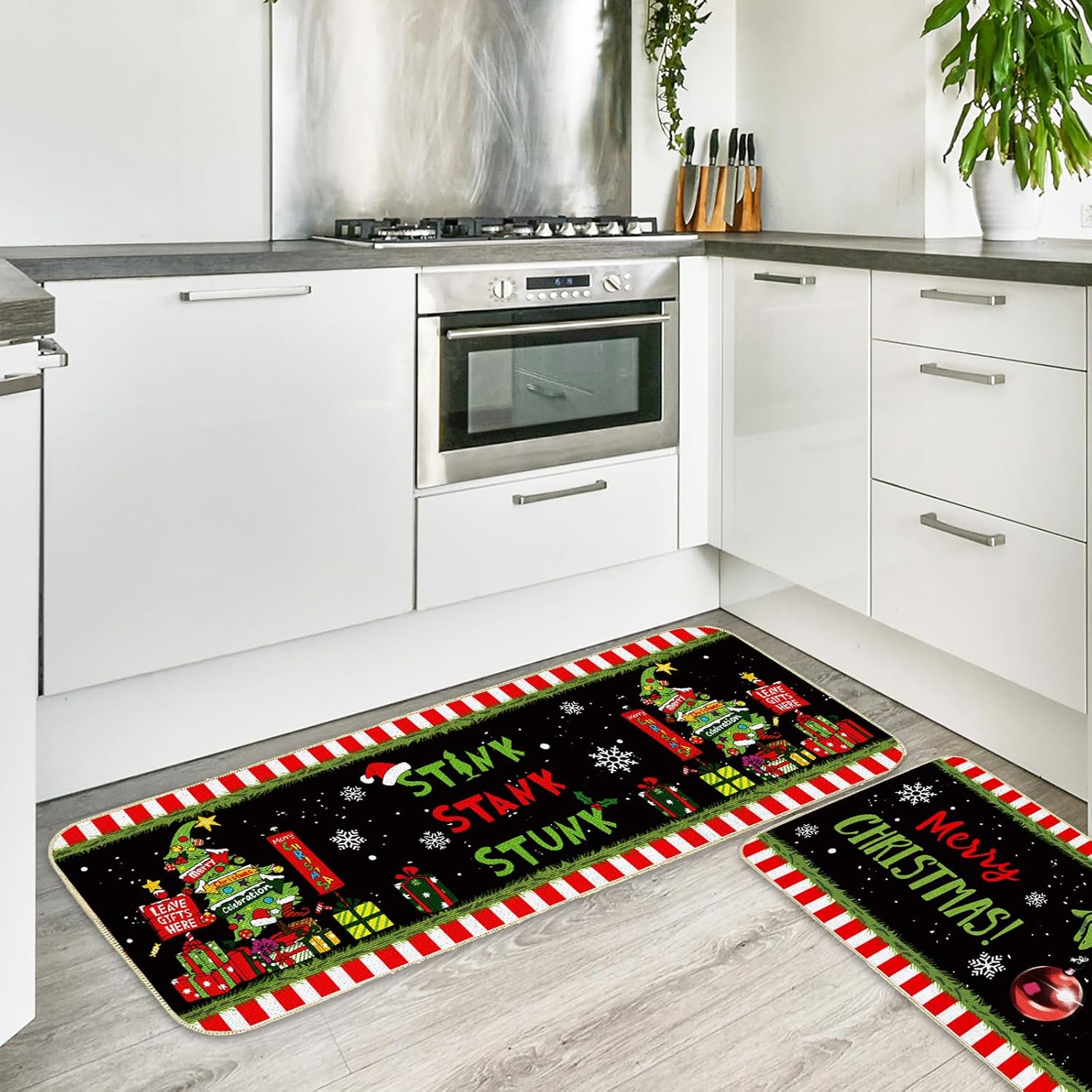 

1/2 шт. Різдвяний кухонний килим Святковий домашній декор Нековзка білизна Балкон Довга смуга килима Внутрішній зовнішній килимок 50x80and50X120CM