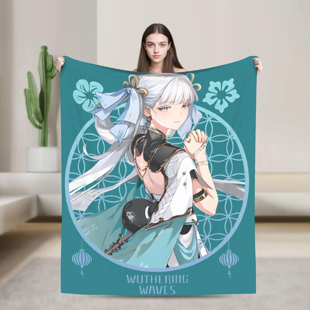 Warm Soft Blankets Camping Iuno Wuthering Waves Game Throw Blanket  Flannel Bedspread For Bedroom Fluffy Sofa Bed Cover