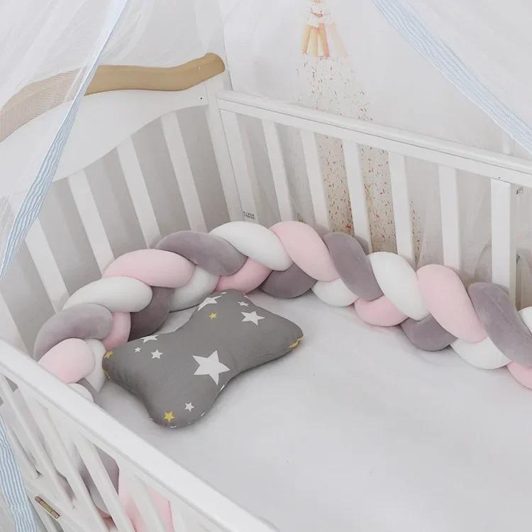 1M/2M/3M/4M Baby Crib Protector Bed Braid Knot Cushion for Infant Kids 3 Shares Toddler Baby Bed Bumpers In The Crib Newborn