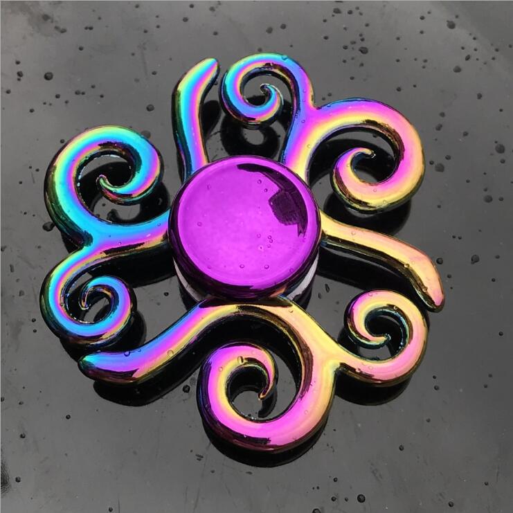 Colorful Zinc Alloy Fidget Spinner: Black Tech Stress-Relief Toy for Students and Kids.