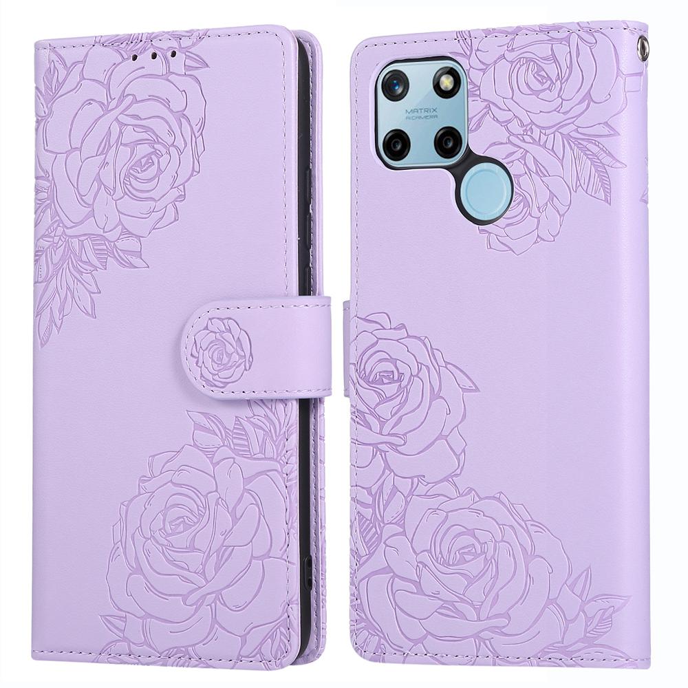 For Realme C21Y/C25Y Etui Roseblomst PU Lær Lommebok Telefondeksel med 3 Kortspor