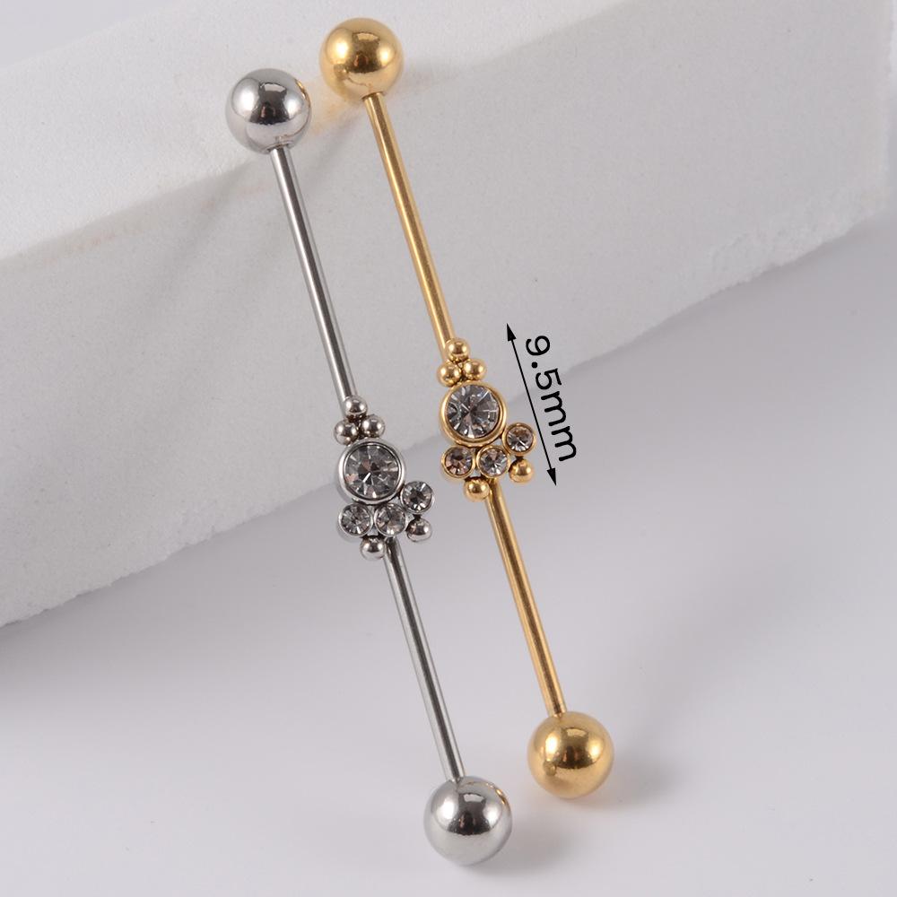YW Industrielle Barbell Ohrringe Piercing Schmuck Chirurgischer Edelstahl Scaffold Piercings CZ Bar für Damen Herren