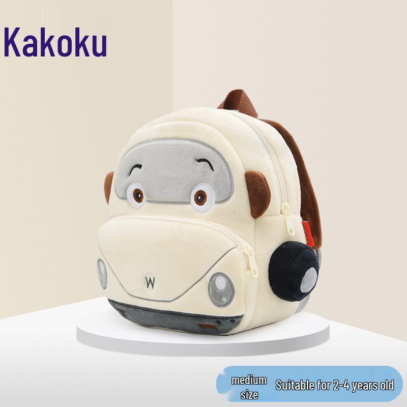 Customizable Plush Cartoon Car Backpack for Kids 2-4, Printed with Logo - Perfect for Kindergarten.