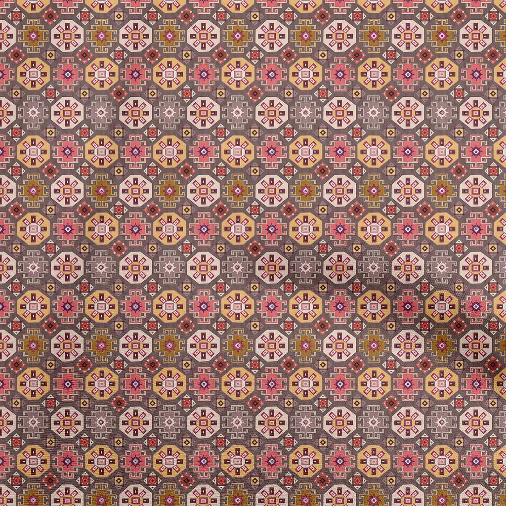 oneOone Cotton Flex Dusty Gray Fabric Asian Kilim Quilting Supplies Print Sewing Fabric By The Yard 40 Inch