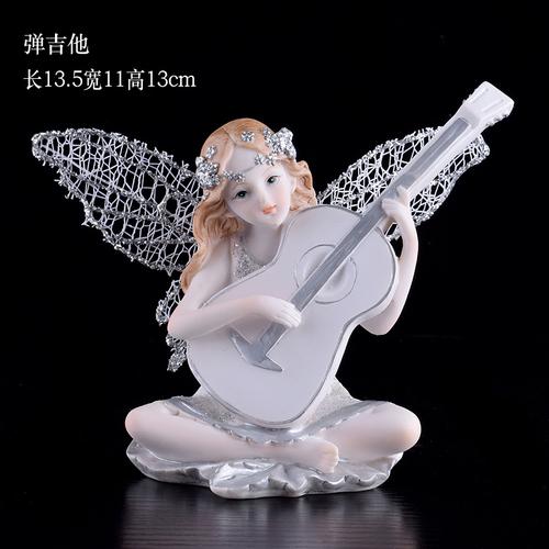 European Violin Angel Resin Craft Flower Fairy Ornaments Creative Children's Room Decor Girl's Birthday Gift Home Accessories