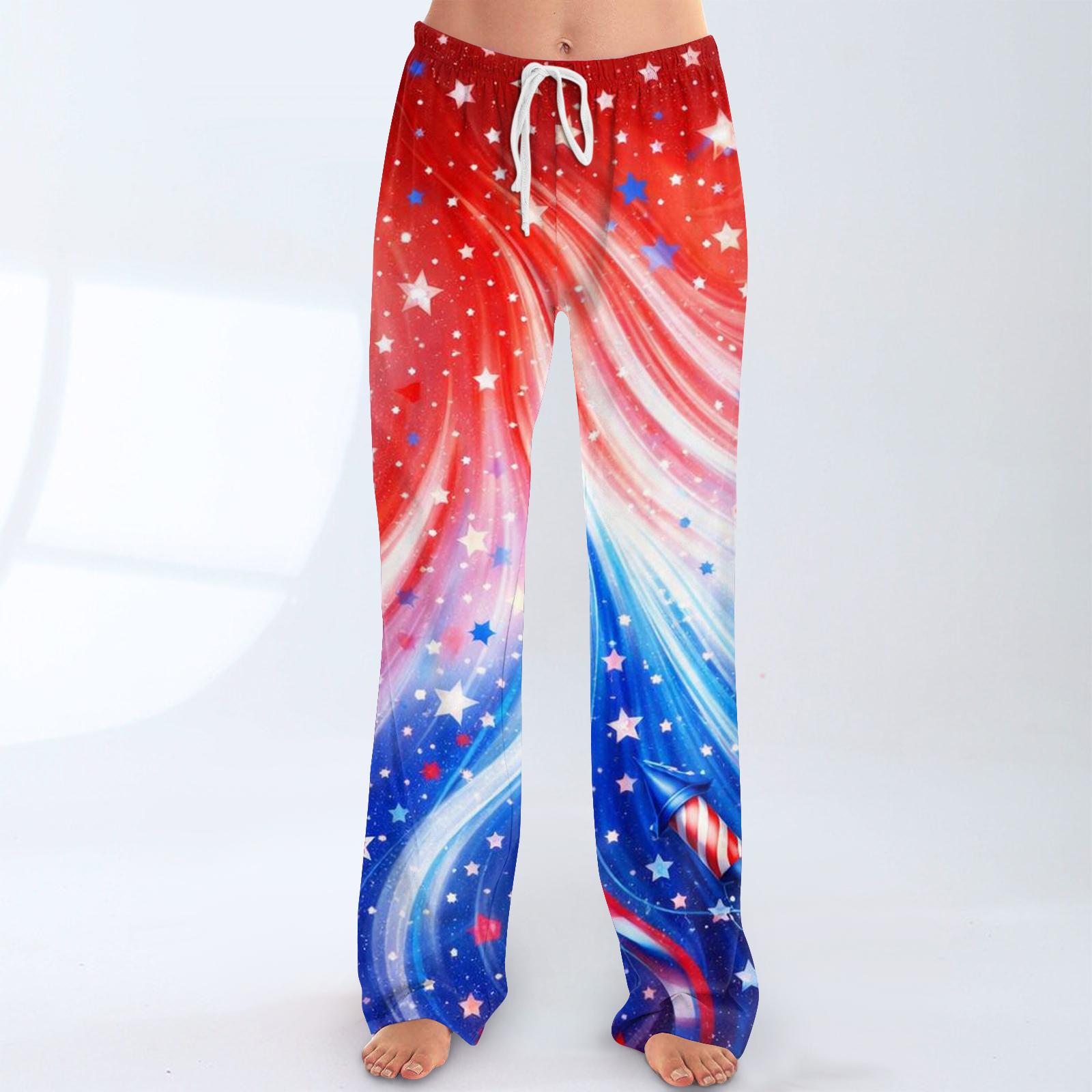 

Женские модные свободные повседневные брюки с принтом и эластичной талией на шнурке L синий